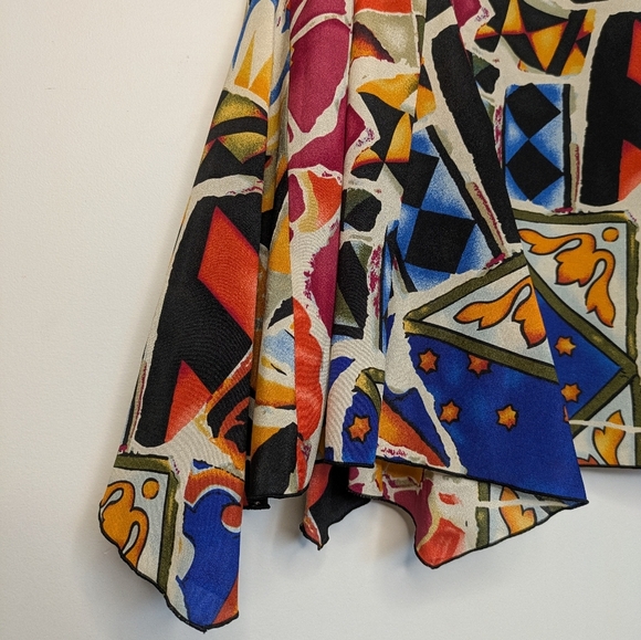 Nygard Asymmetrical Abstract Mosaic Funky Print Midi Skirt Size 14 - Picture 10 of 14